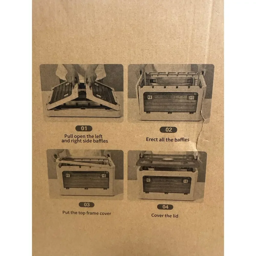 NEALYSEA Collapsible Storage Bins 2 Pack Grey Stackable with Lids Wheels Doors